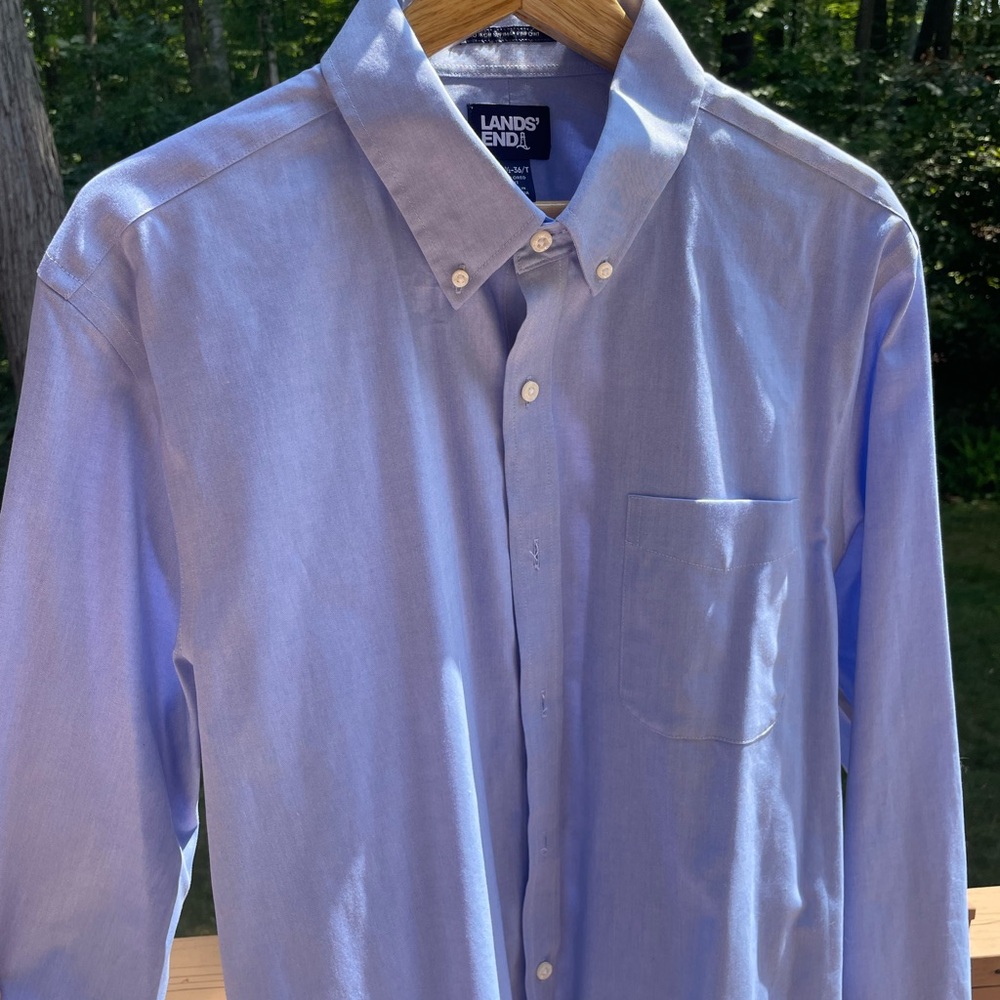 Lands' End Men's Light Blue Button Down Shirt